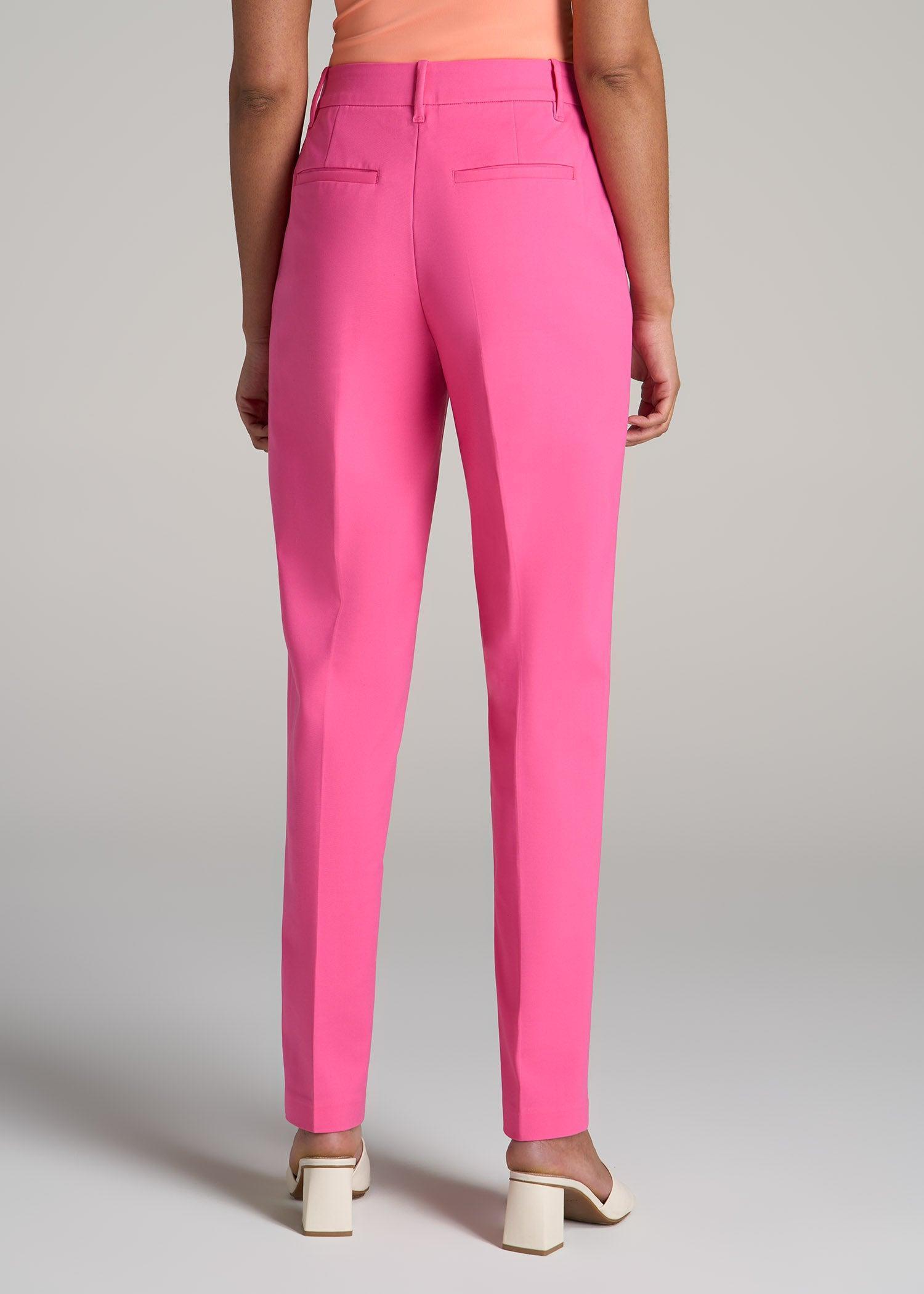 Flat Front Tapered Dress Pants for Tall Women in Cosmo Pink Female Product Image