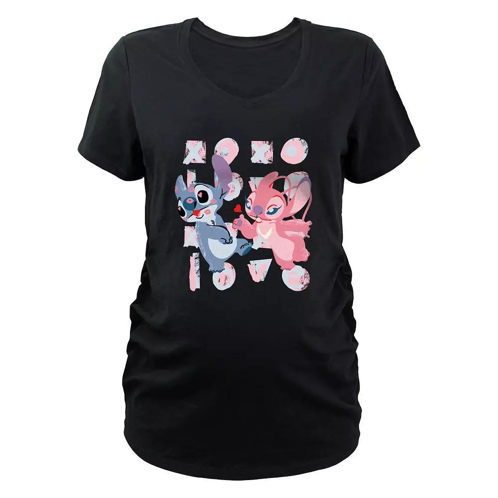 Disney's Lilo & Stitch Angel Blowing Kisses At Stitch Maternity Graphic Tee, Women's,  Product Image