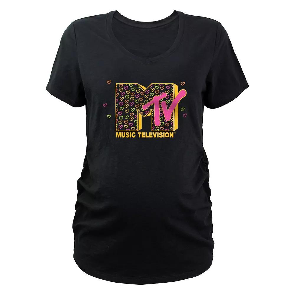Maternity MTV Neon Hearts Print Logo Graphic Tee, Women's,  Product Image