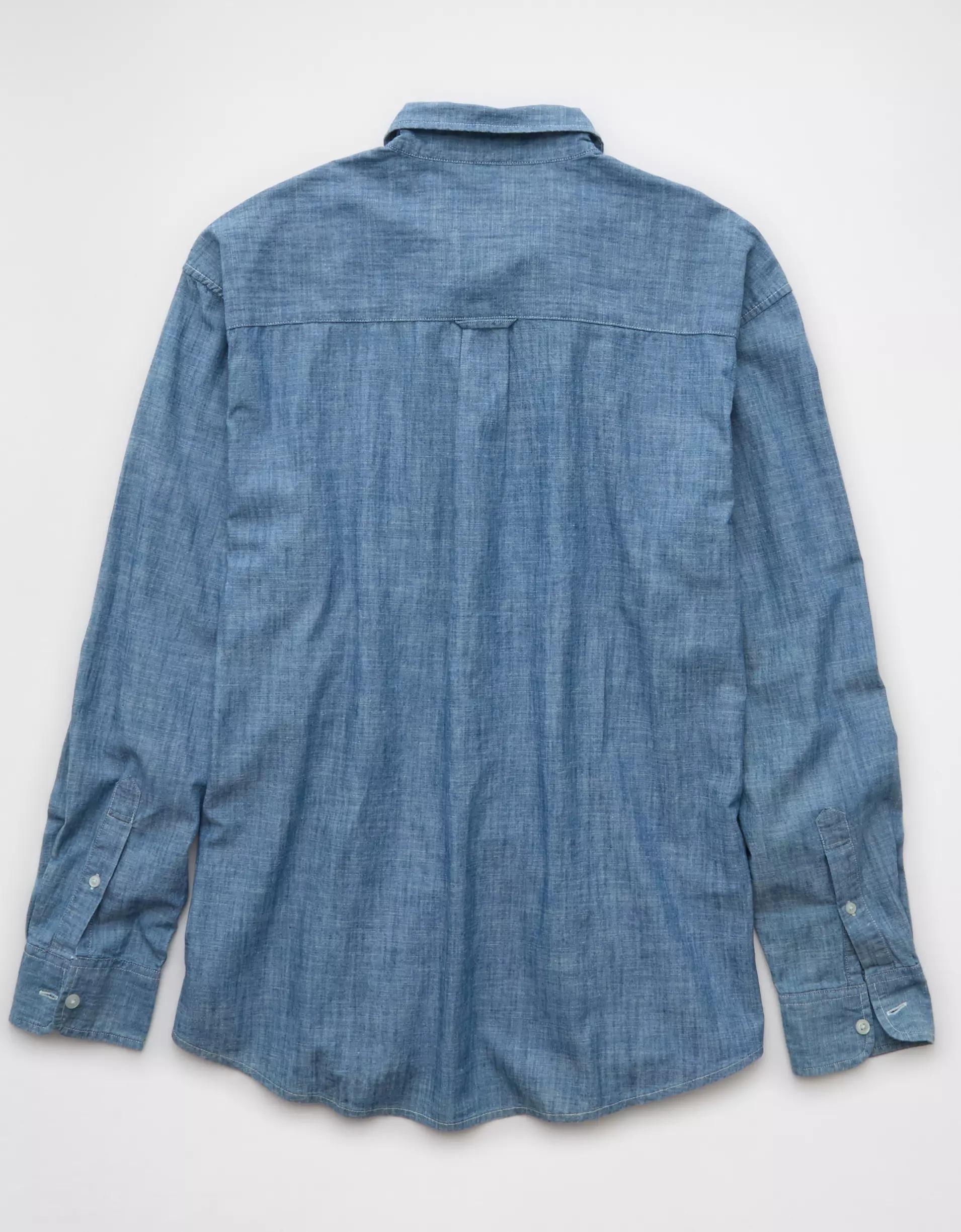 AE Everyday Relaxed Chambray Button-Up Shirt Product Image