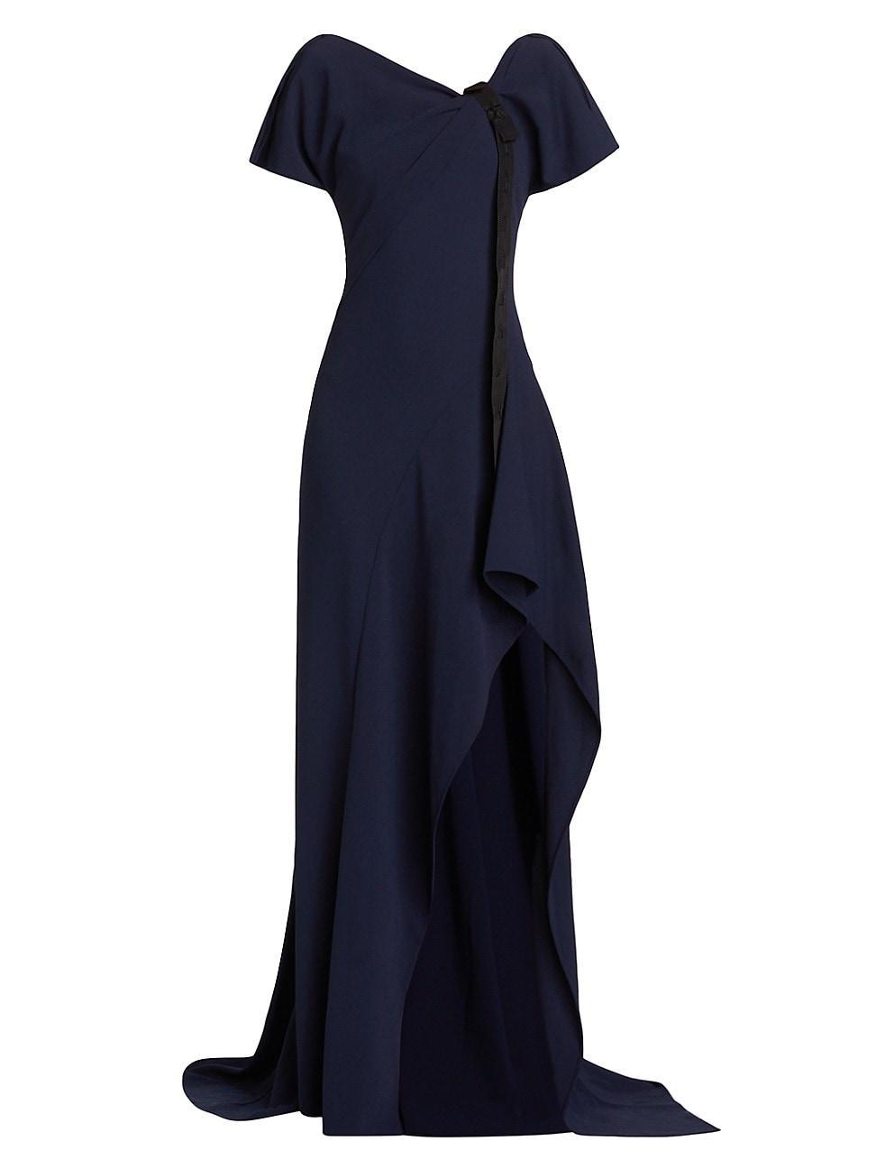 Womens Fluid Crpe Ruched Tie Gown Product Image
