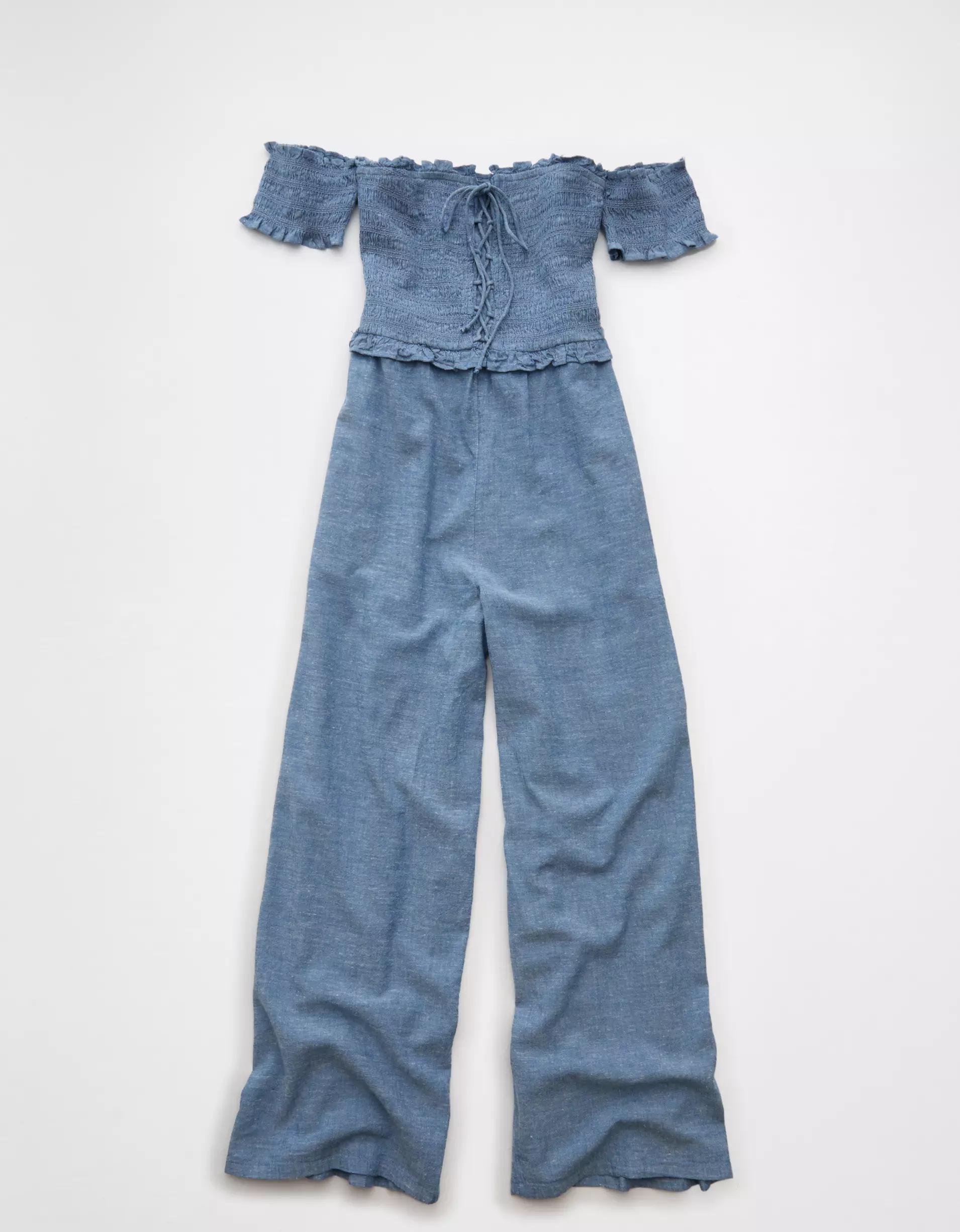 AE Off The Shoulder Tie Front Jumpsuit Product Image