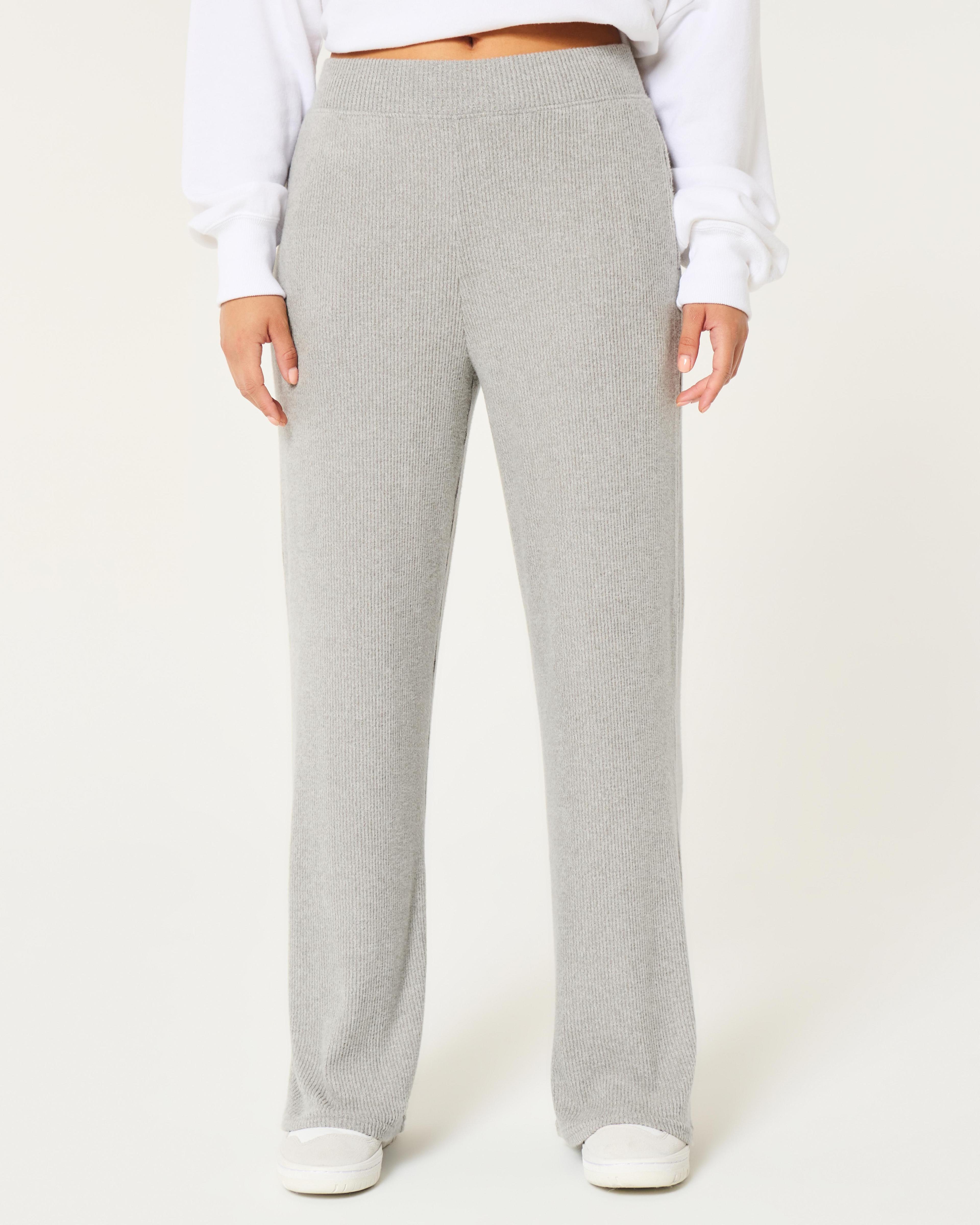 Cozy Ribbed Wide-Leg Pants Product Image