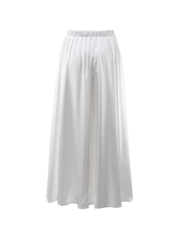 Satin High Rise A-line Midi Skirt Product Image
