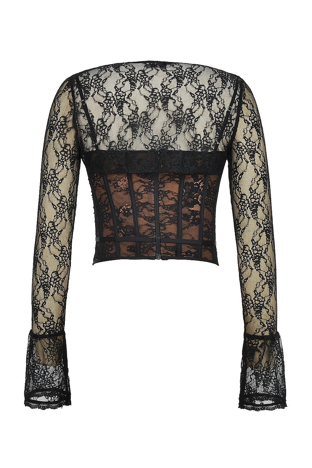 Lisette  black lace corset top with bolero Product Image