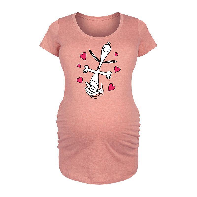 Maternity Peanuts Snoopy Dancing Hearts Graphic Tee, Women's, Size: Small-Mat, Grey Gray Product Image