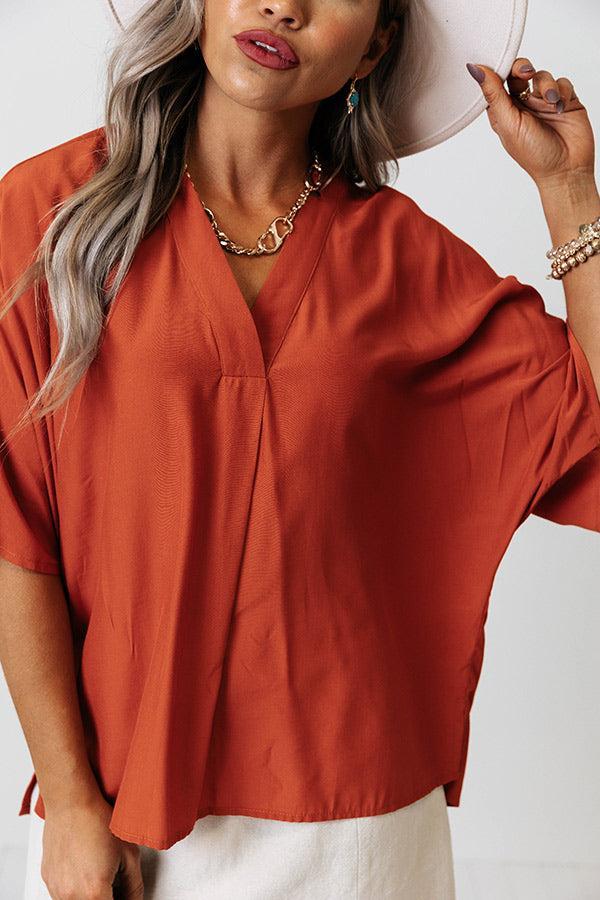 Stay And Chat Shift Top in Rust Product Image