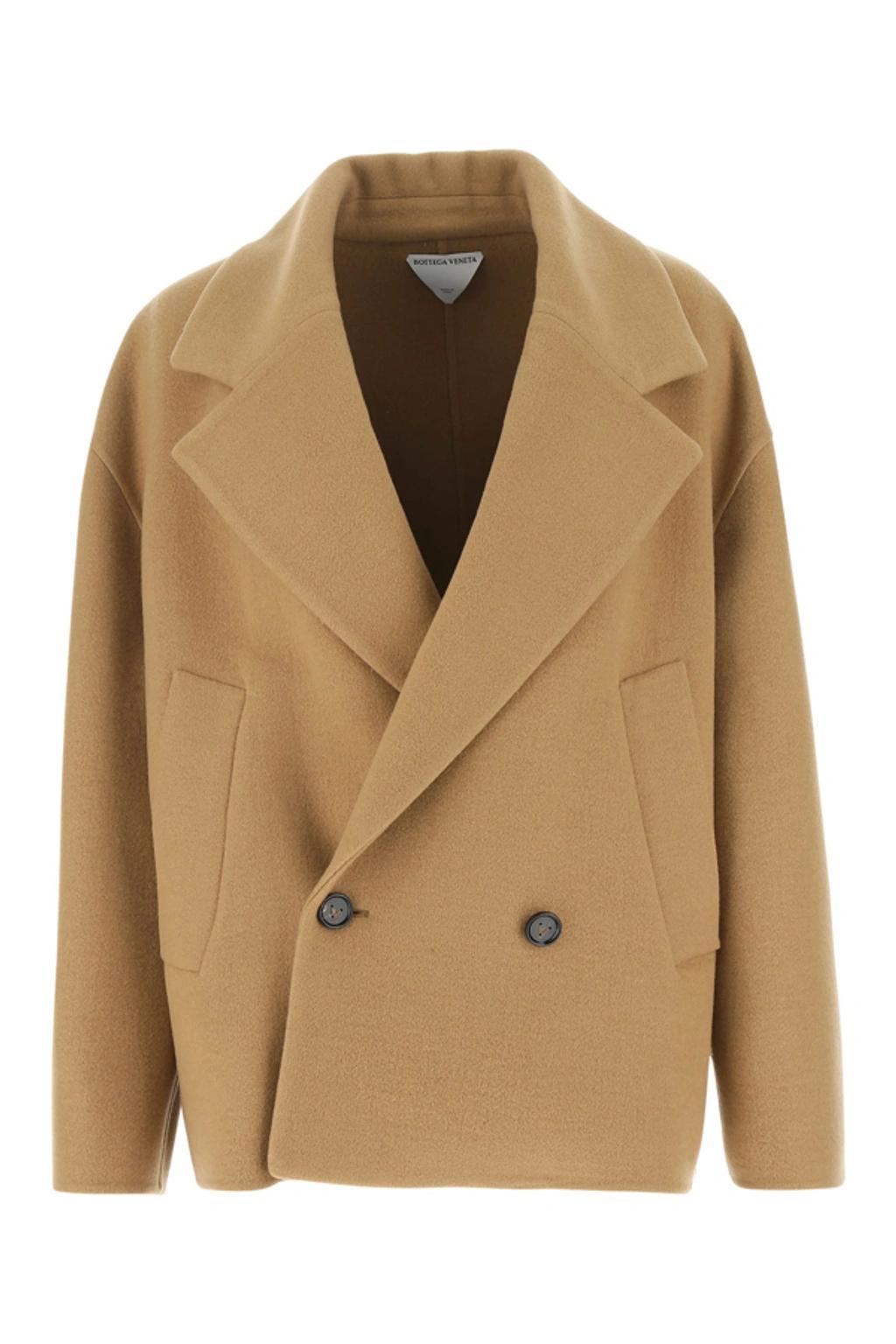 BOTTEGA VENETA Double-breasted Cashmere Coat In Brown Product Image