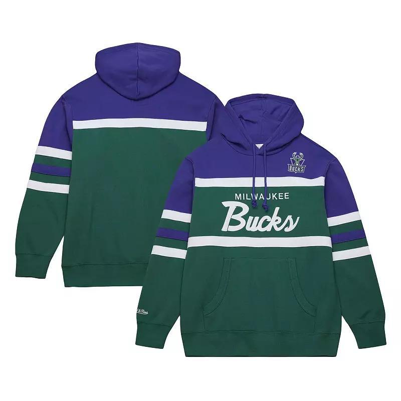 Men's Mitchell & Ness Green/Purple Milwaukee Bucks Head Coach Pullover Hoodie, Size: Large Product Image