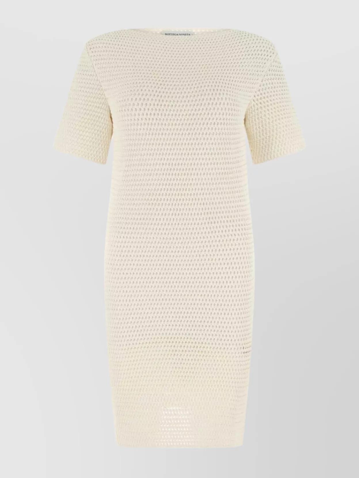 Knitted V-neck Knee Dress In Neutral Product Image