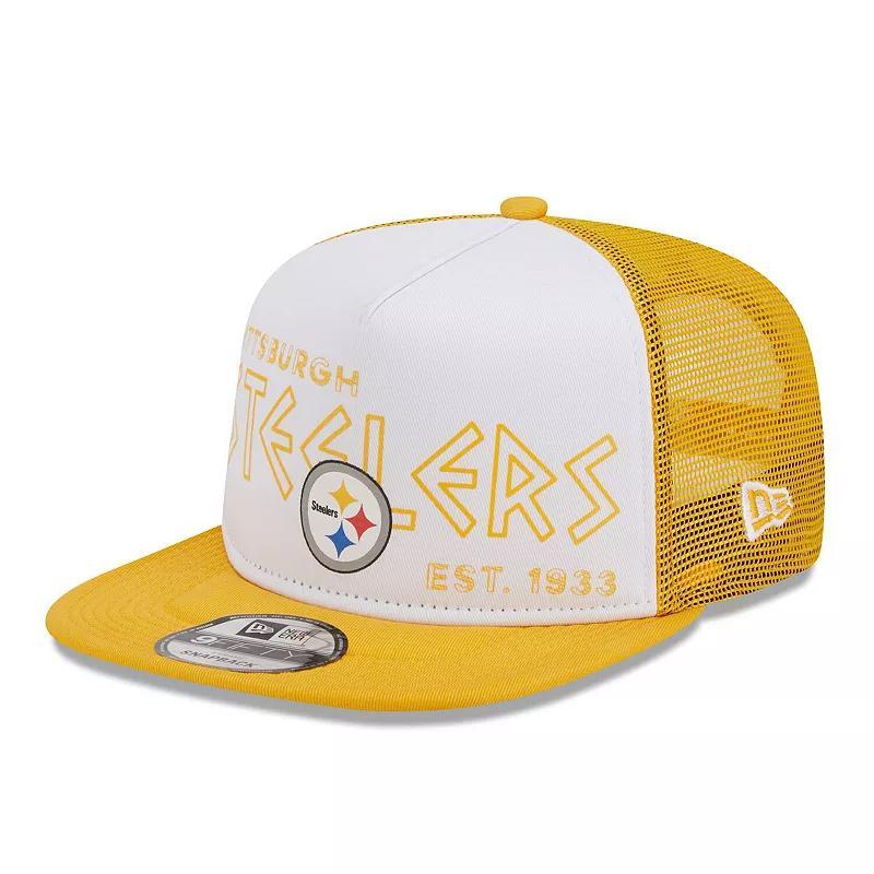 Mens New Era /Gold Pittsburgh Steelers Banger 9FIFTY Trucker Snapback Hat Product Image