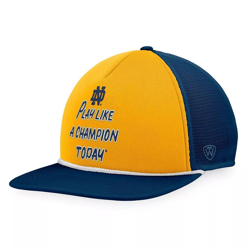 Men's Top of the World Navy/Gold Notre Dame Fighting Irish Play Like A Champion Today Foam Trucker Adjustable Hat, Blue Product Image