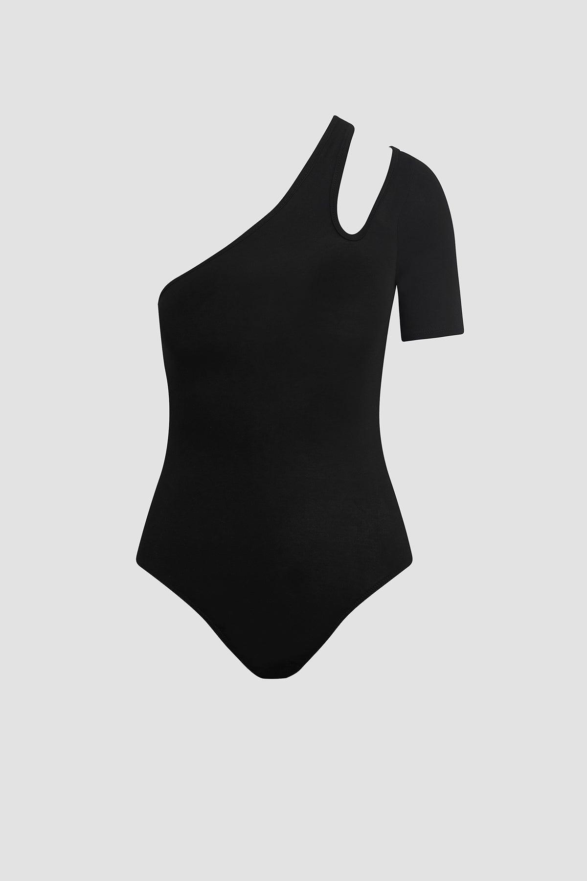 Short Sleeve Asymmetrical Bodysuit Female Product Image