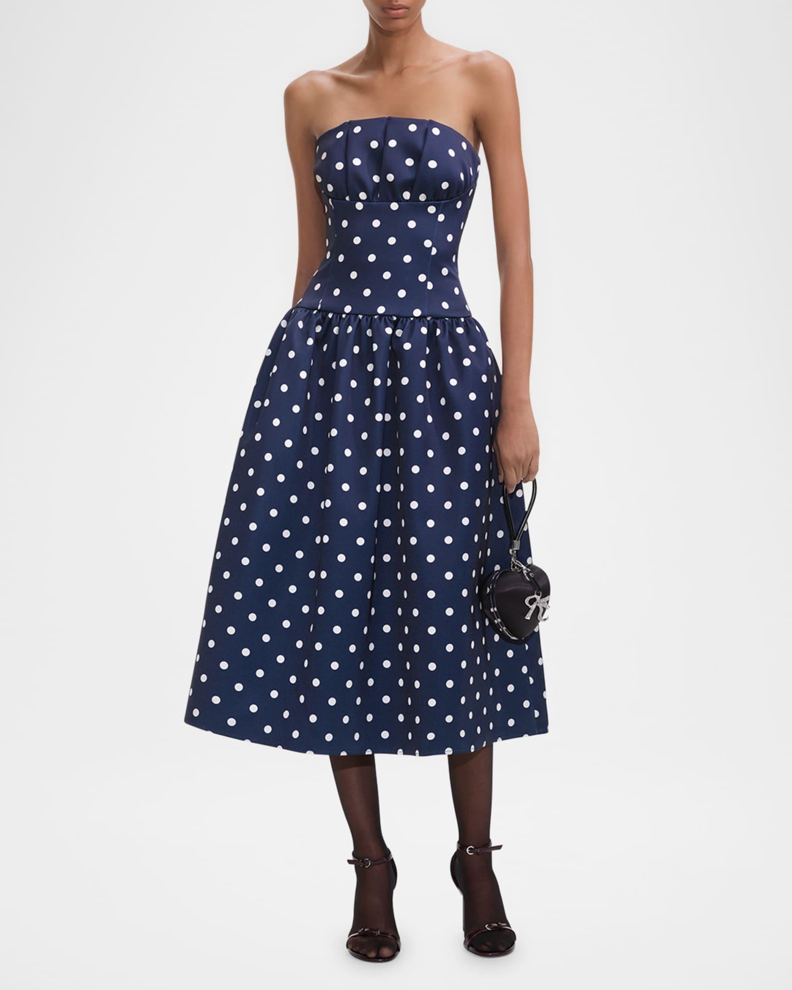 Polka Dot Satin Midi Dress Product Image