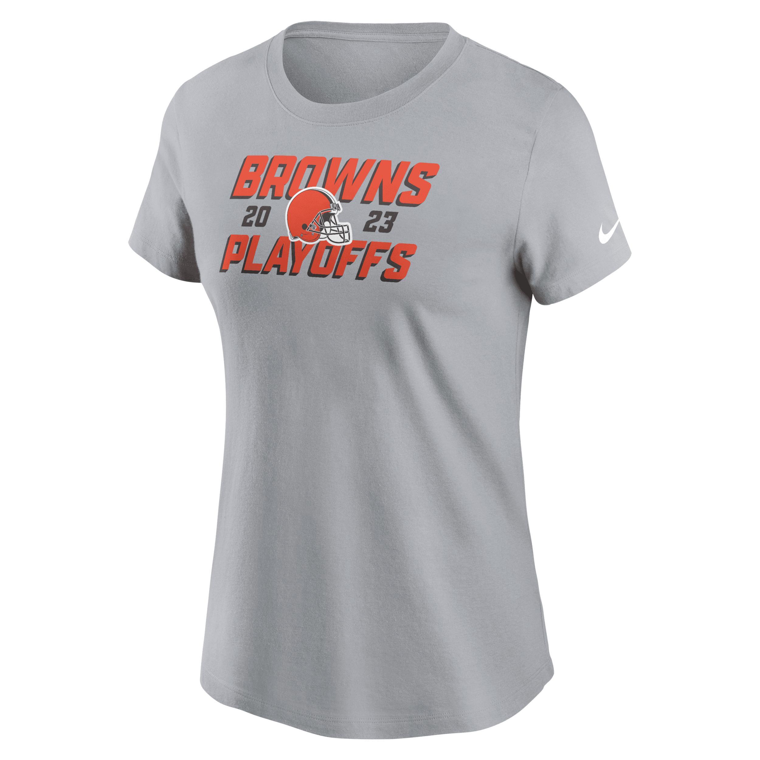 Womens Nike Gray Cleveland Browns 2023 Nfl Playoffs Iconic T-shirt Product Image