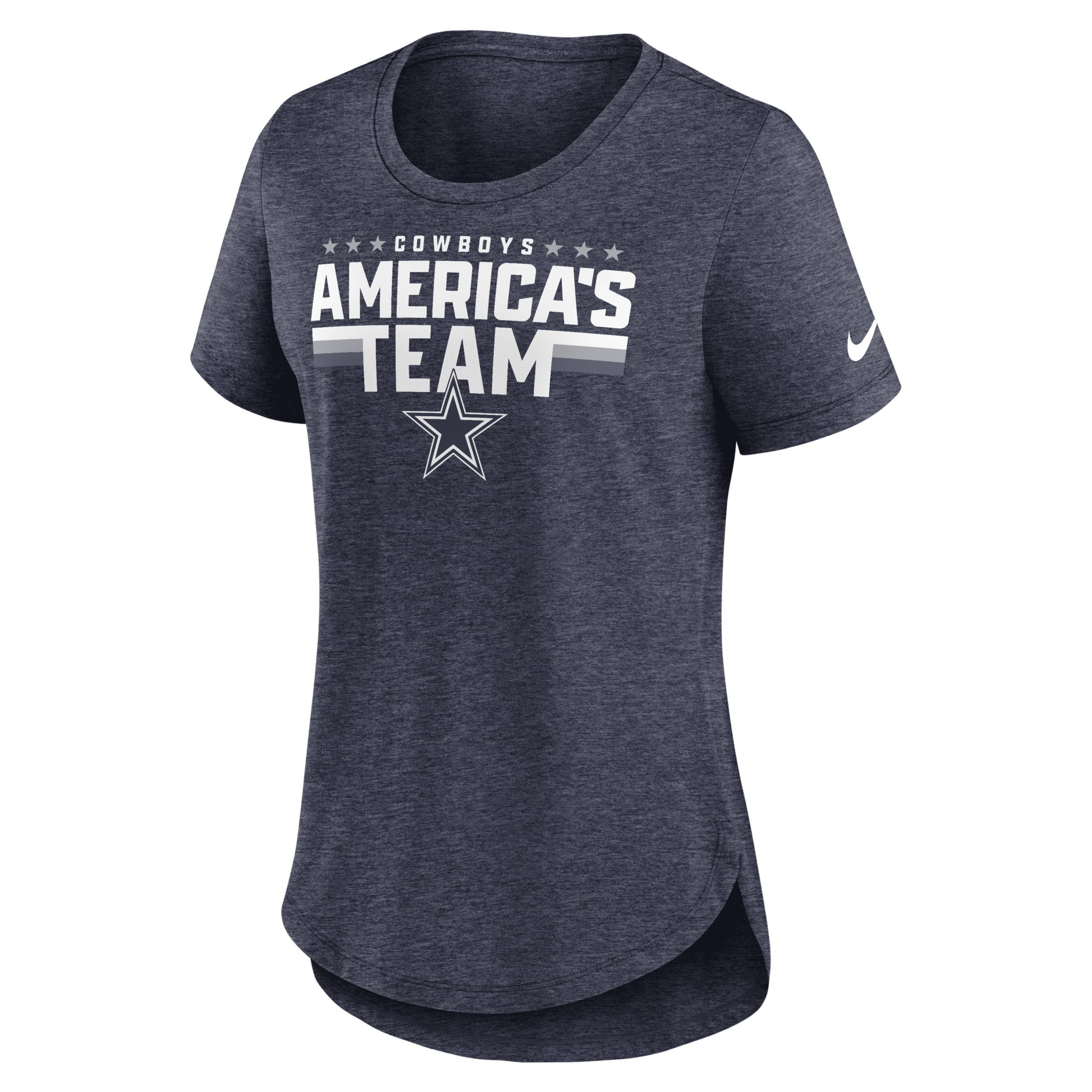 Women's Nike Heather Navy Dallas Cowboys Local Fashion Tri-Blend T-Shirt, Size: Small, Blue Product Image