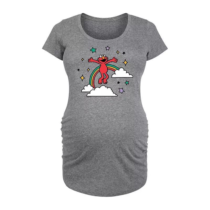 Maternity Sesame Street Elmo With Rainbow Graphic Tee, Womens Grey Gray Product Image