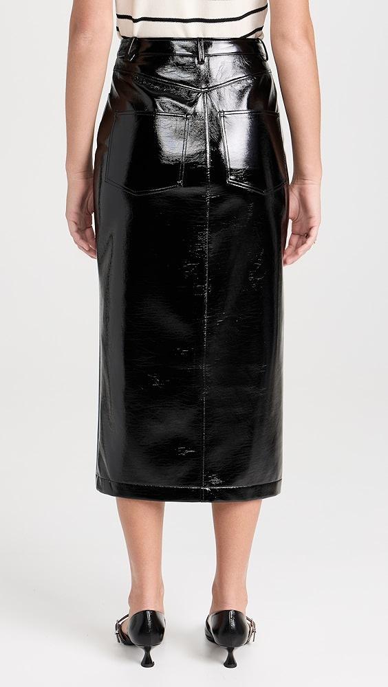 KITRI Penny Black Vinyl Midi Skirt | Shopbop Product Image