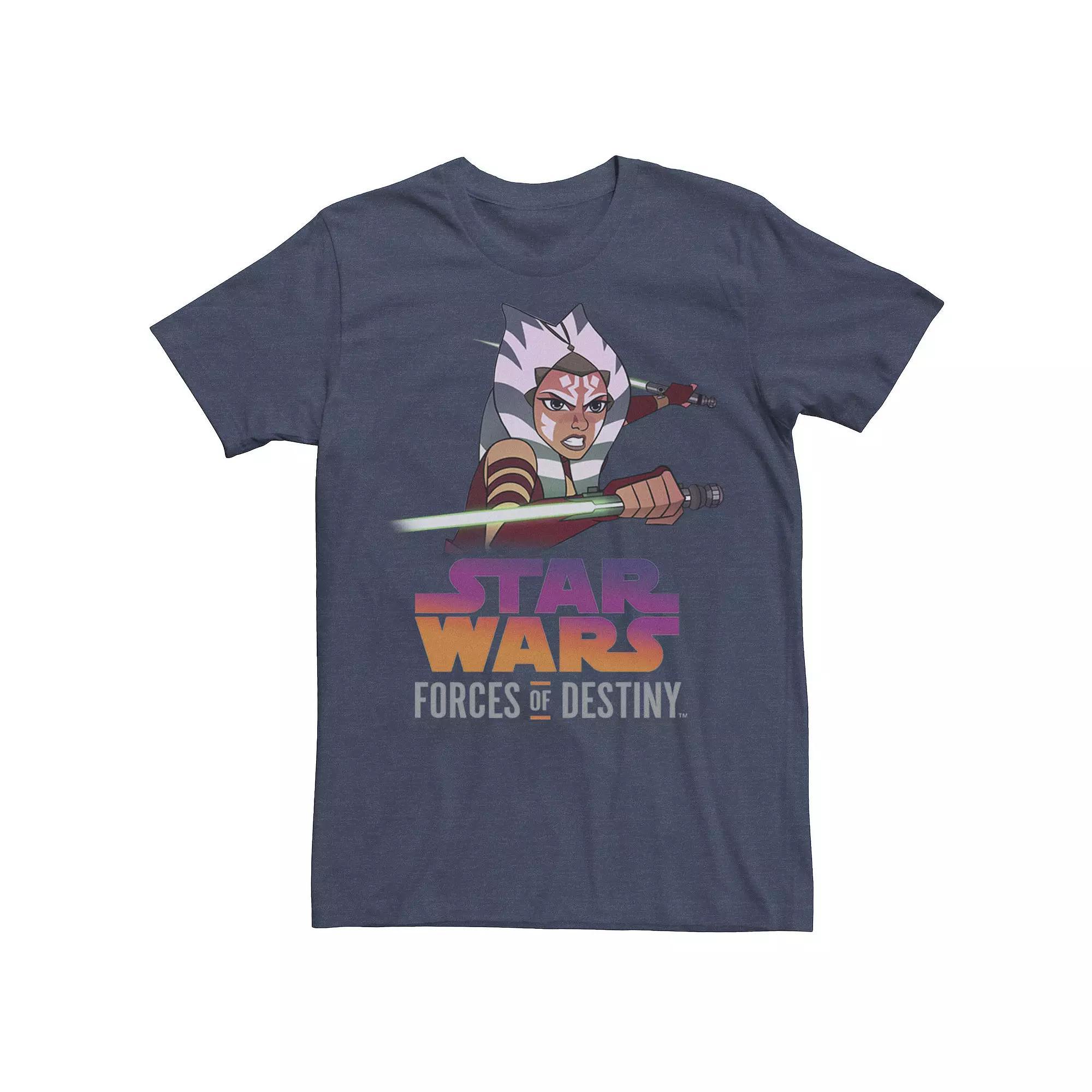 Men's Star Wars Forces of Destiny Ahsoka Lightsaber Duo Tee, Size: XL, Navy Grey Product Image