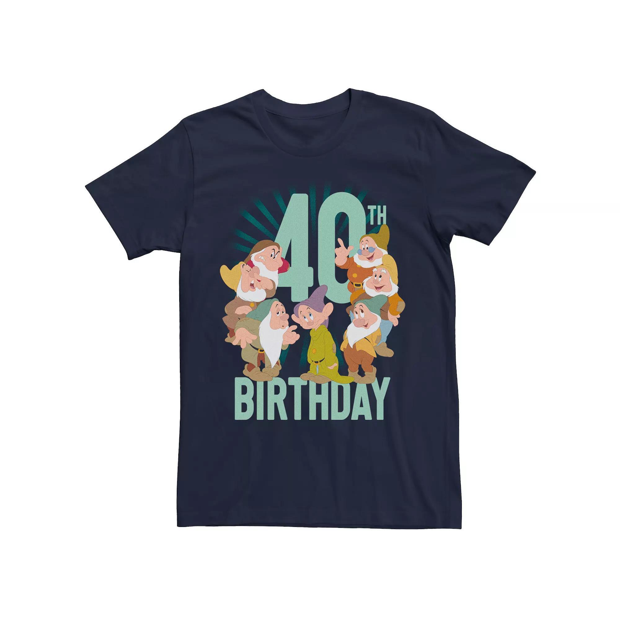 Disney's Snow White Men's Dwarfs Group Shot 40th Birthday Graphic Tee, Size: Small, Blue Product Image
