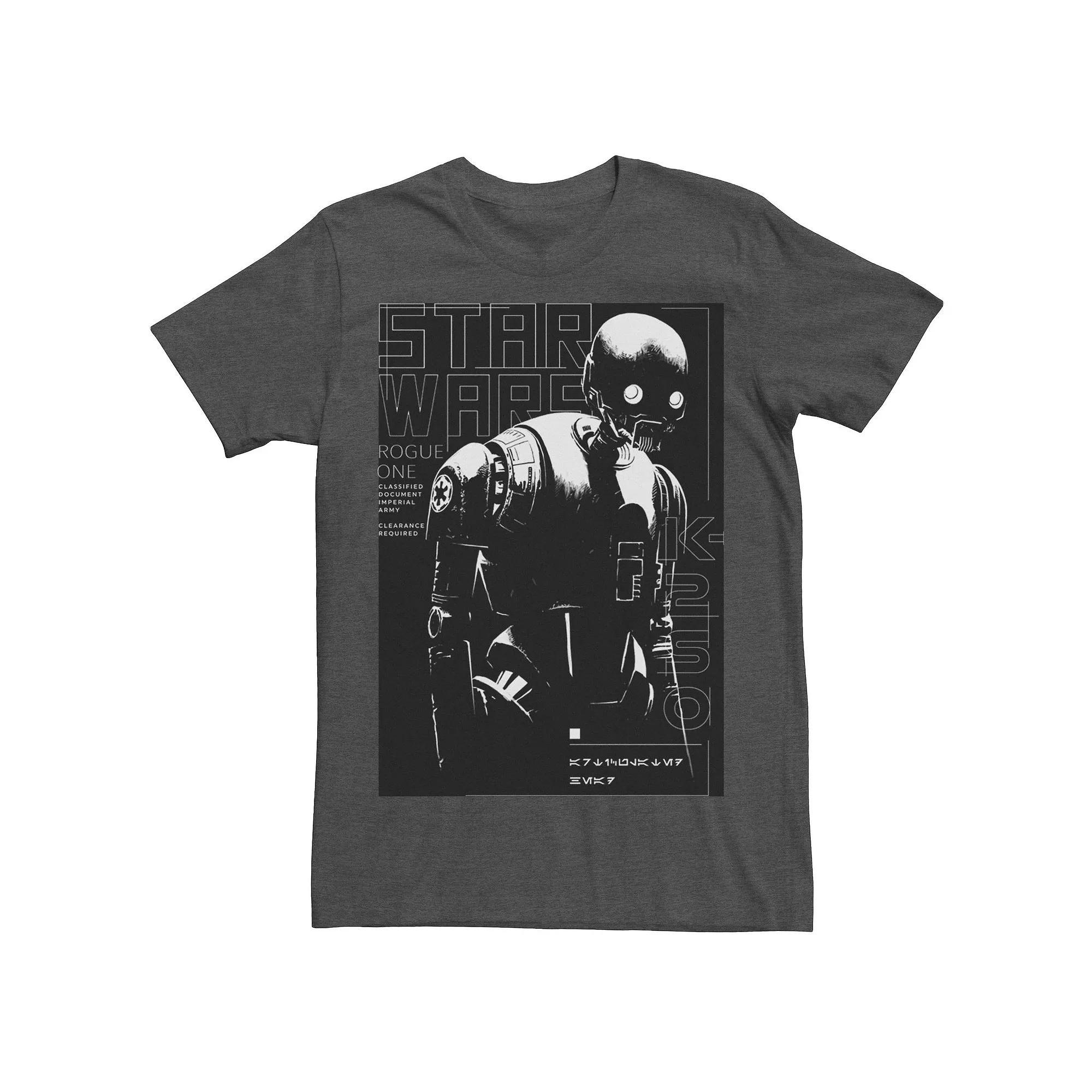 Men's Star Wars Rogue One K-2SO Grey Scale Poster Tee, Size: Large, Grey Heather Product Image