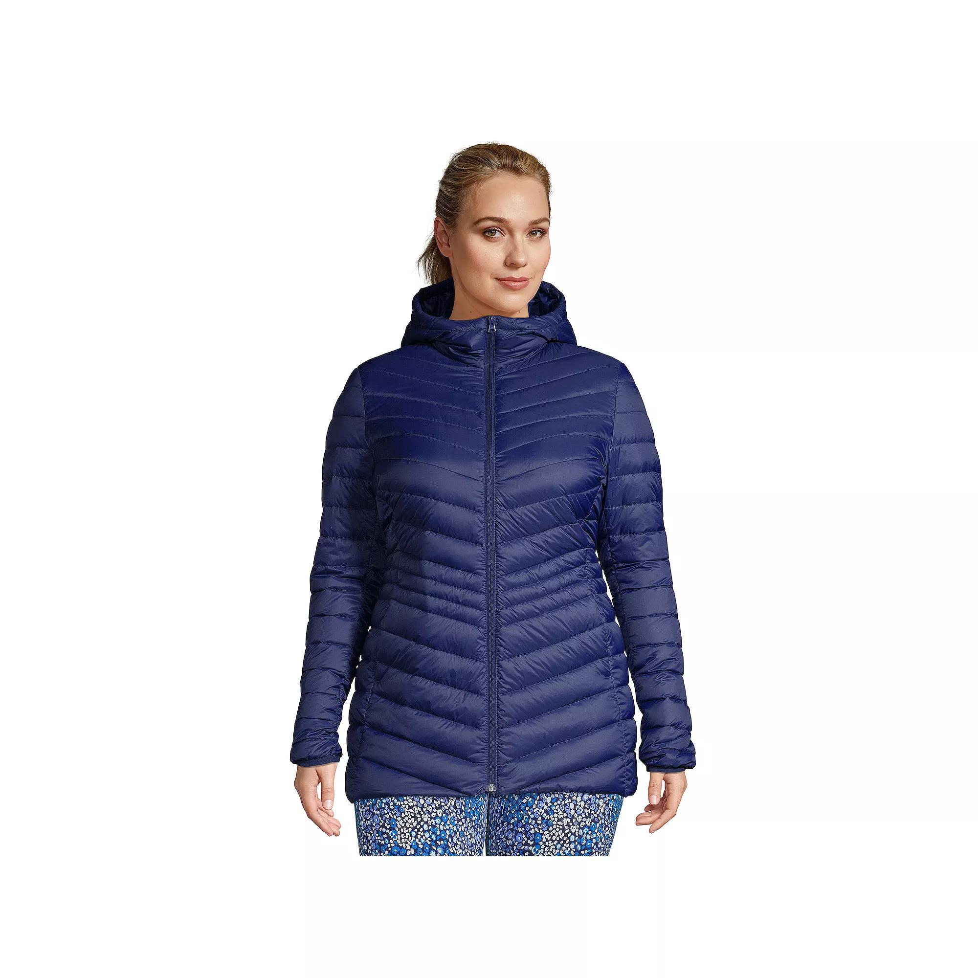 Plus Size Lands' End Hood Wanderweight Ultralight Down Packable Jacket, Women's, Size: 2XL, Deep  Blue Product Image