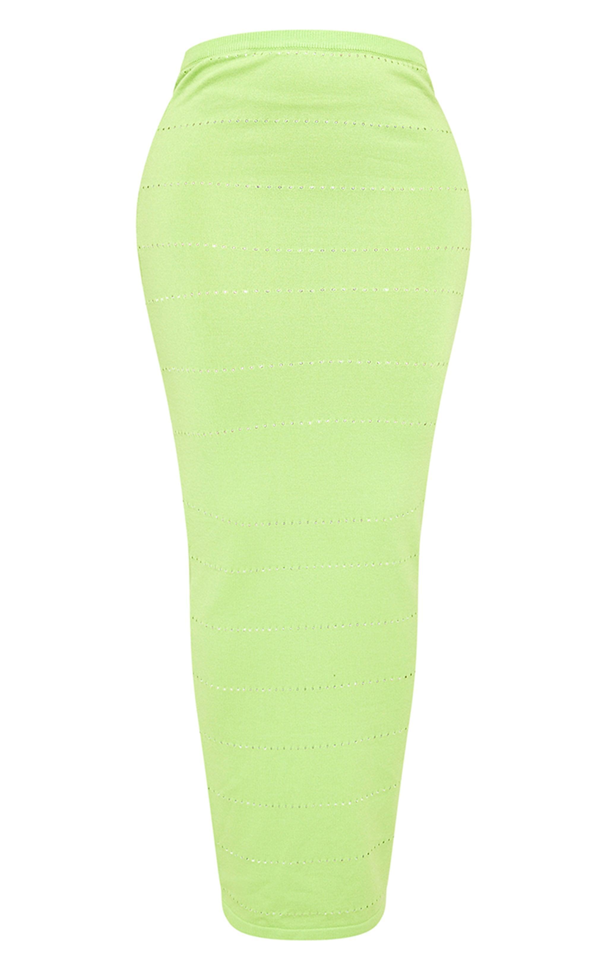 Shape Lime Knit Low Rise Maxi Skirt Product Image