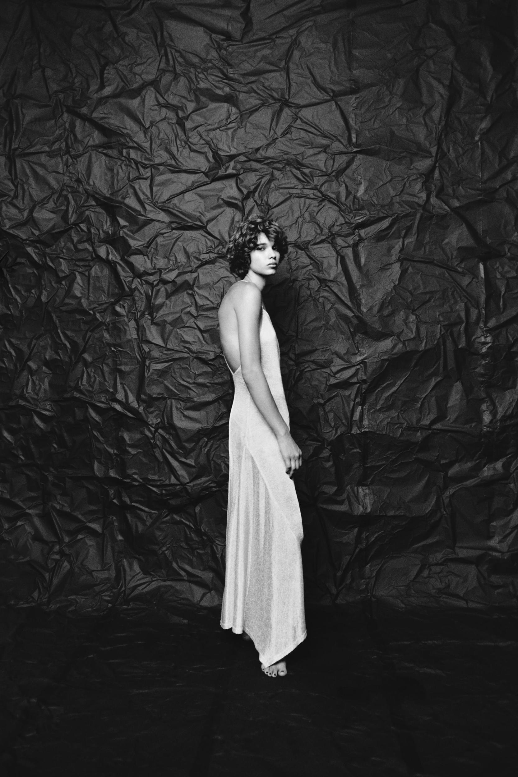 METALLIC THREAD MIDI DRESS Product Image