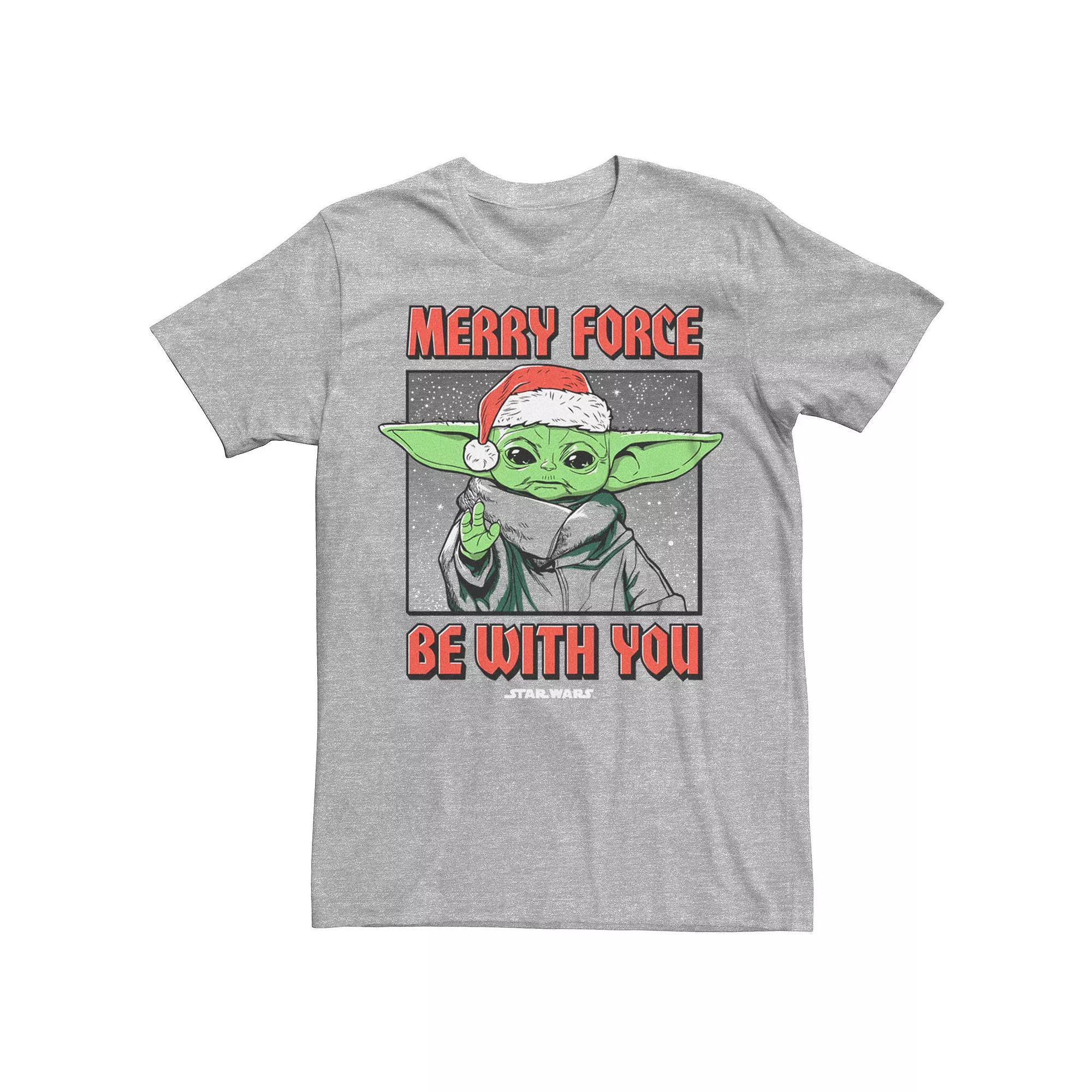 Men's The Mandalorian Grogu Merry Force Be With You Graphic Tee,  Product Image