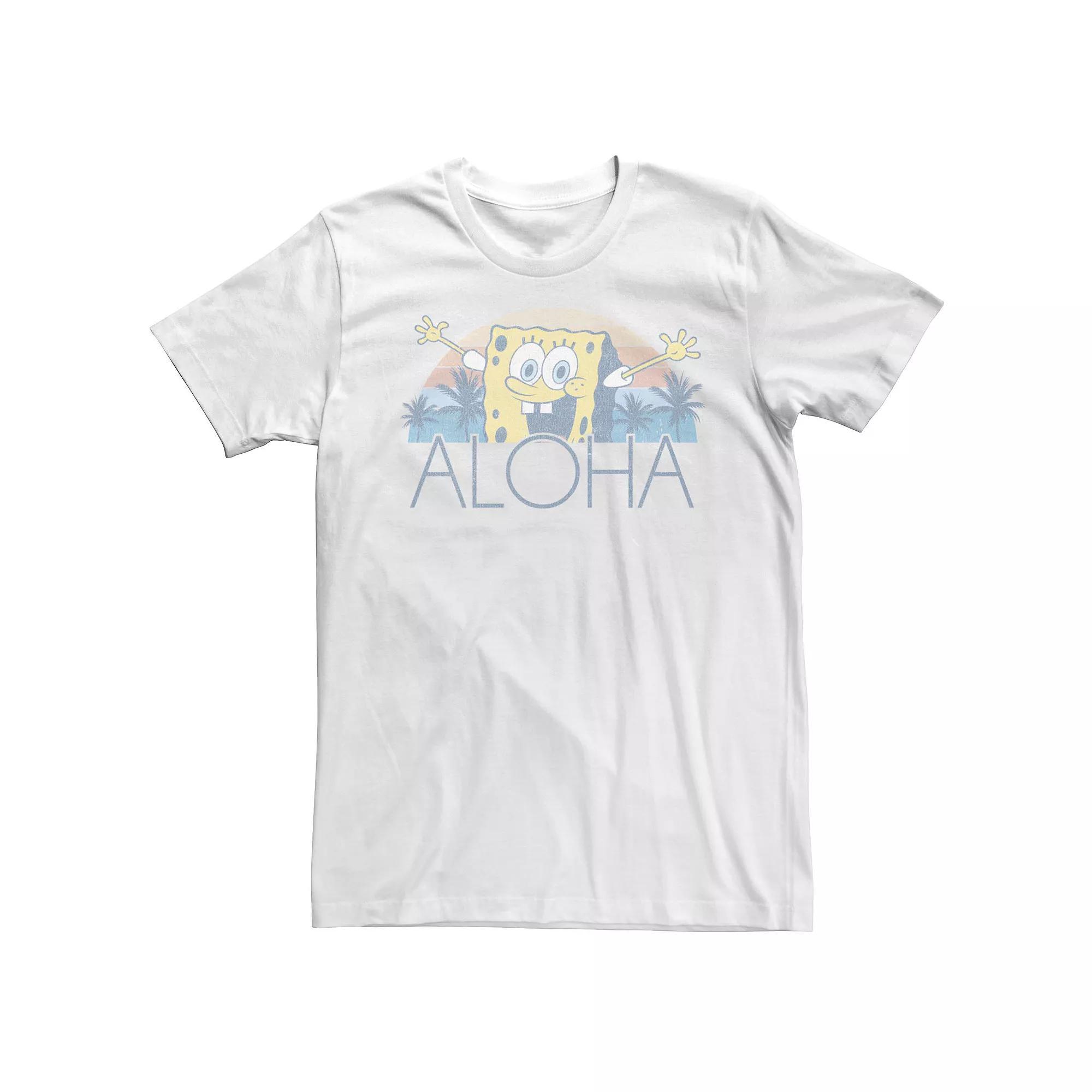 Men's Spongebob Squarepants Aloha Faded Portrait Tee,  Product Image