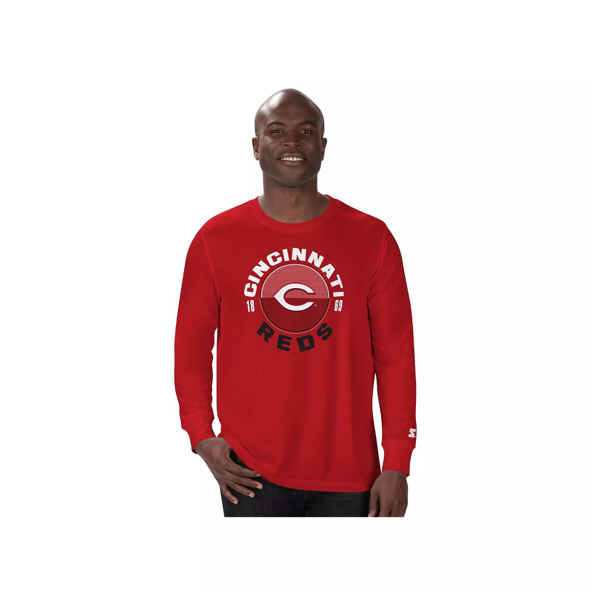 Men's Starter Red Cincinnati Reds Halftime Long Sleeve T-Shirt, Size: XL, Red Red Product Image