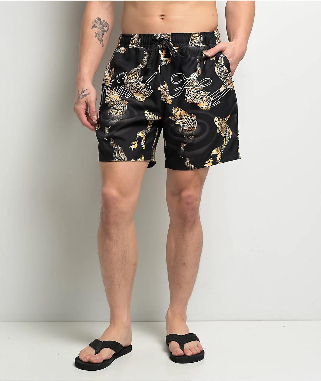 Ninth Hall Koi Black Board Shorts Product Image