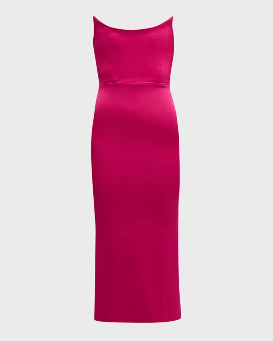 Satin Crepe Curved Strapless Midi Dress Product Image