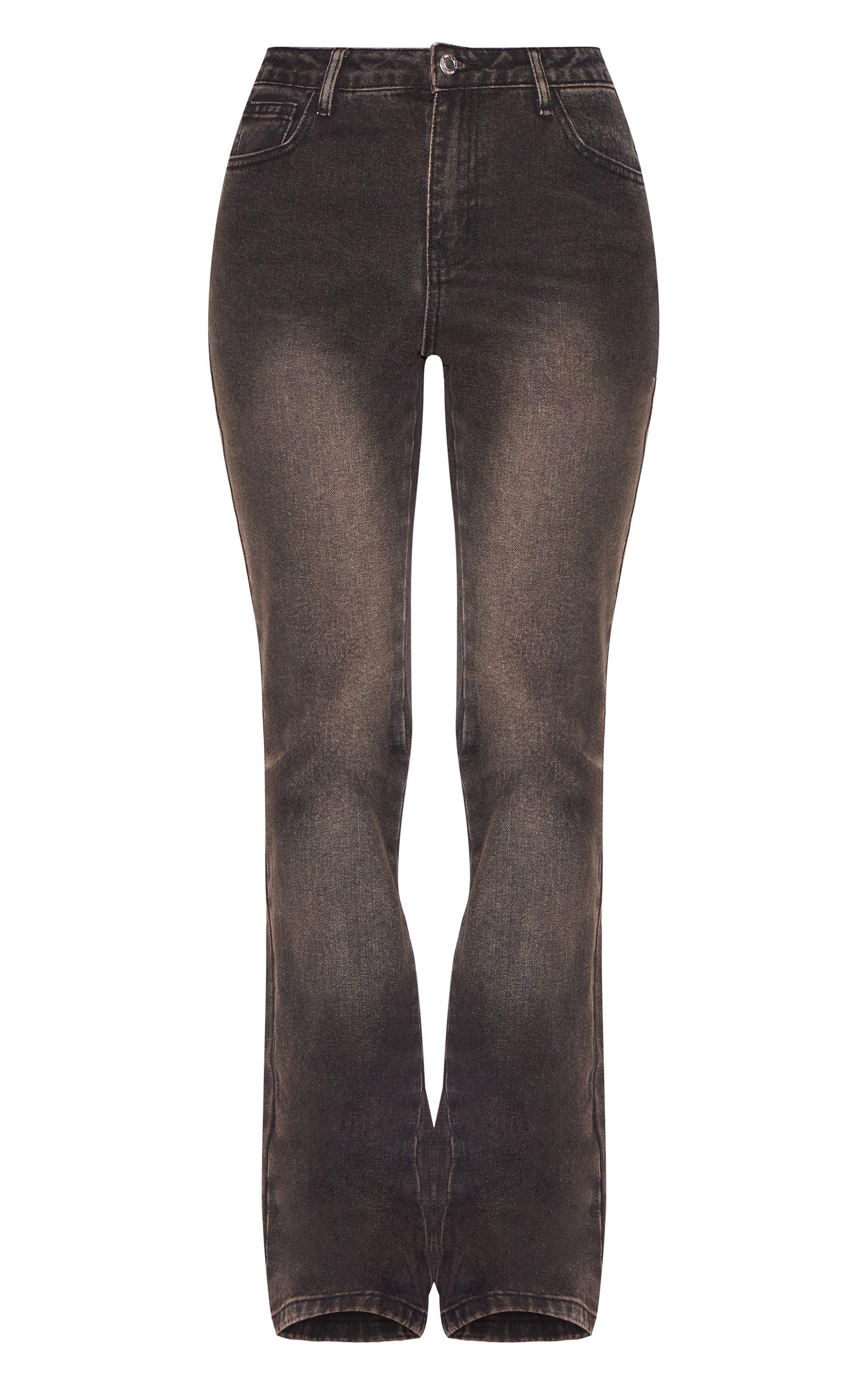 Brown Slim Fit Low Rise Flared Jeans Product Image