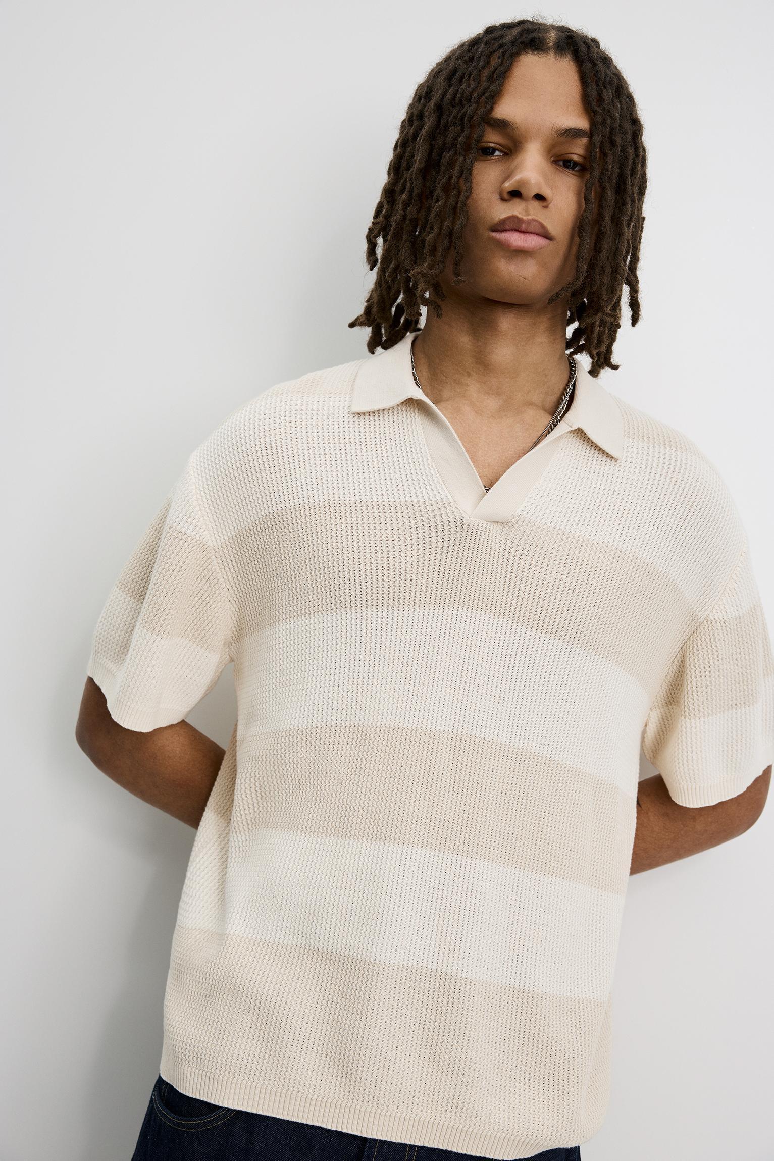 Textured striped polo shirt Product Image