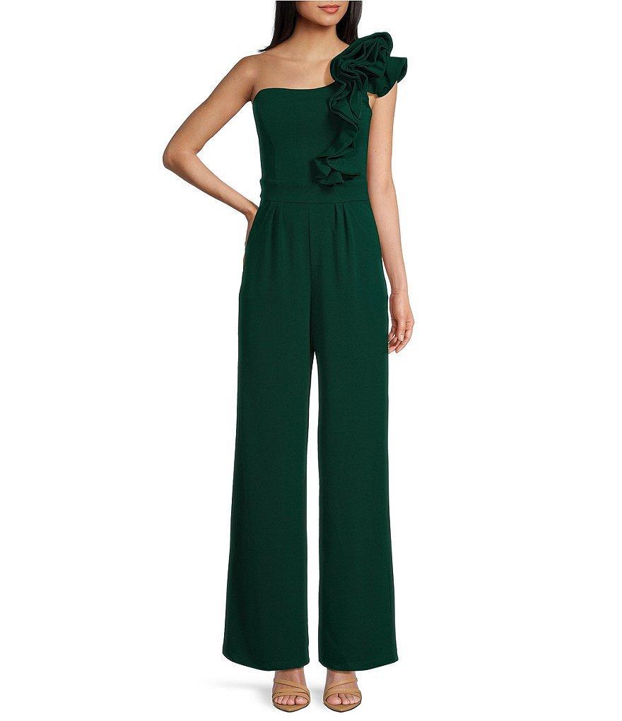 Honey and Rosie One Shoulder Ruffle Jumpsuit Product Image