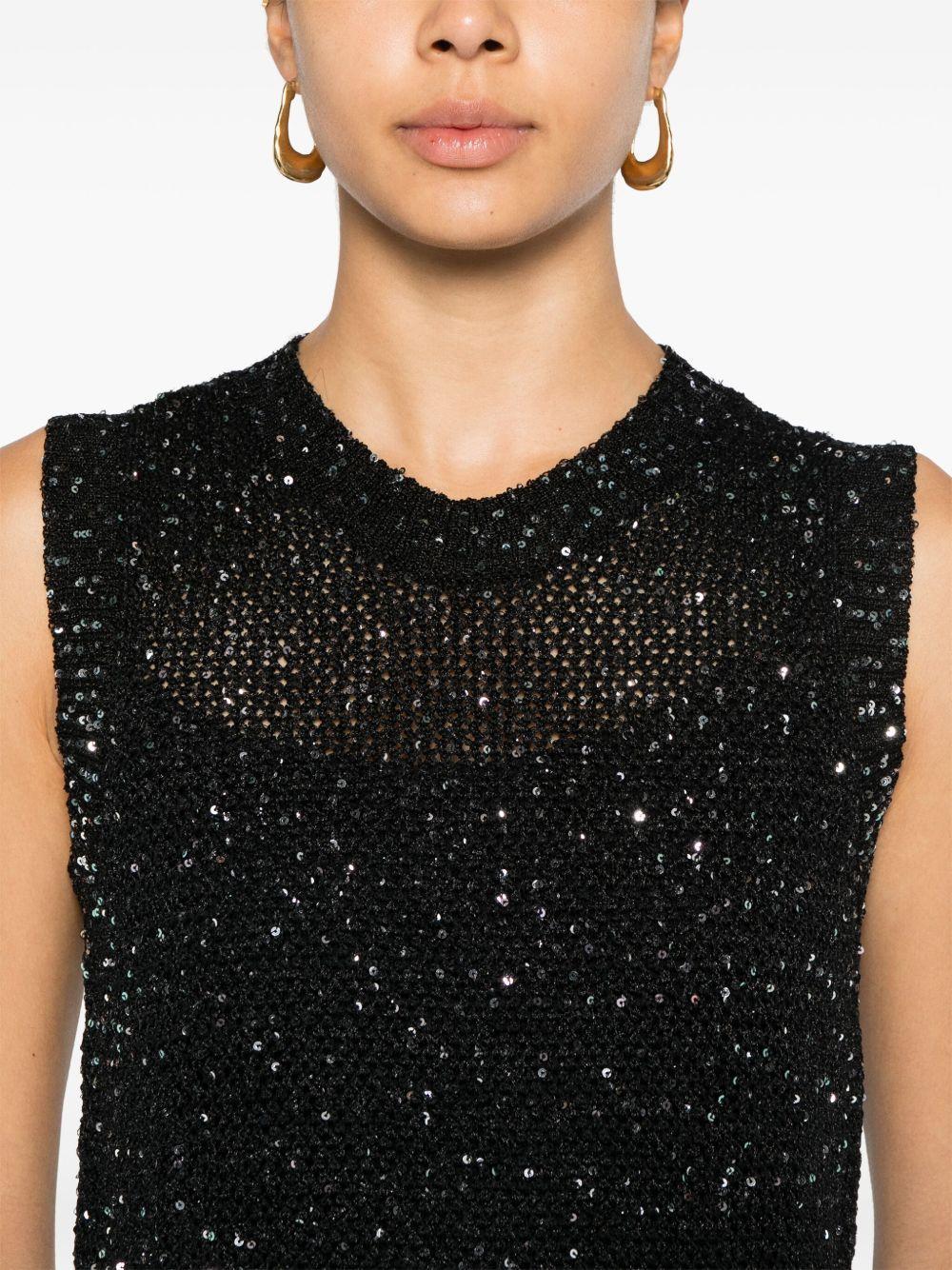 sequin-embellished sleeveless top Product Image