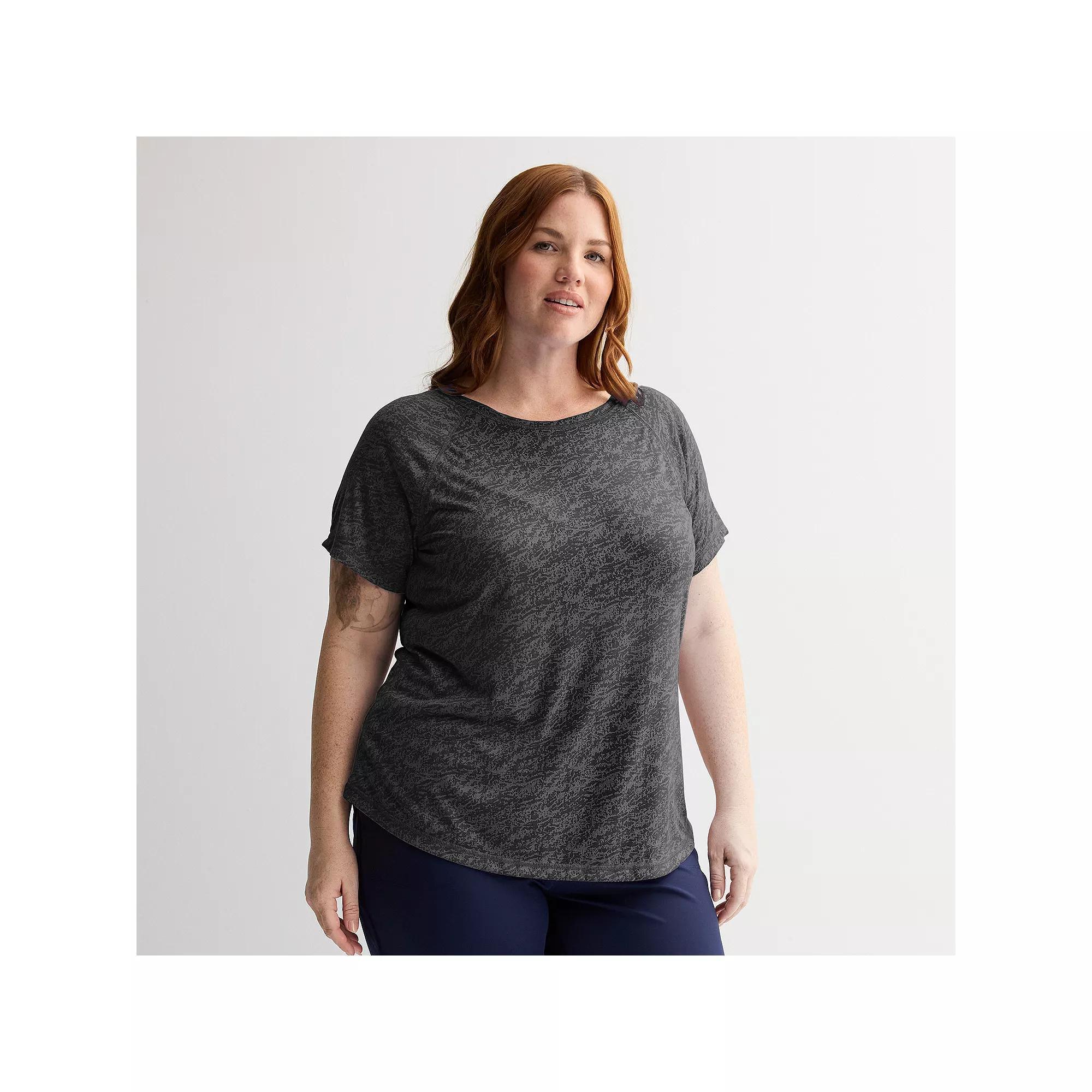 Plus Size Tek Gear® Core Raglan Tee, Women's, Size: 3XL, Black Burnout Product Image