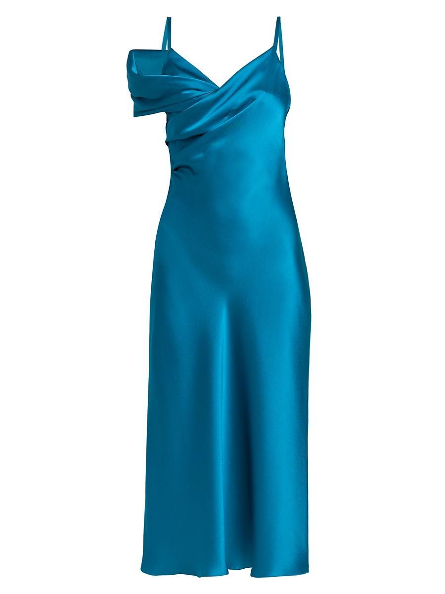 Womens Satin One-Shoulder Gown Product Image