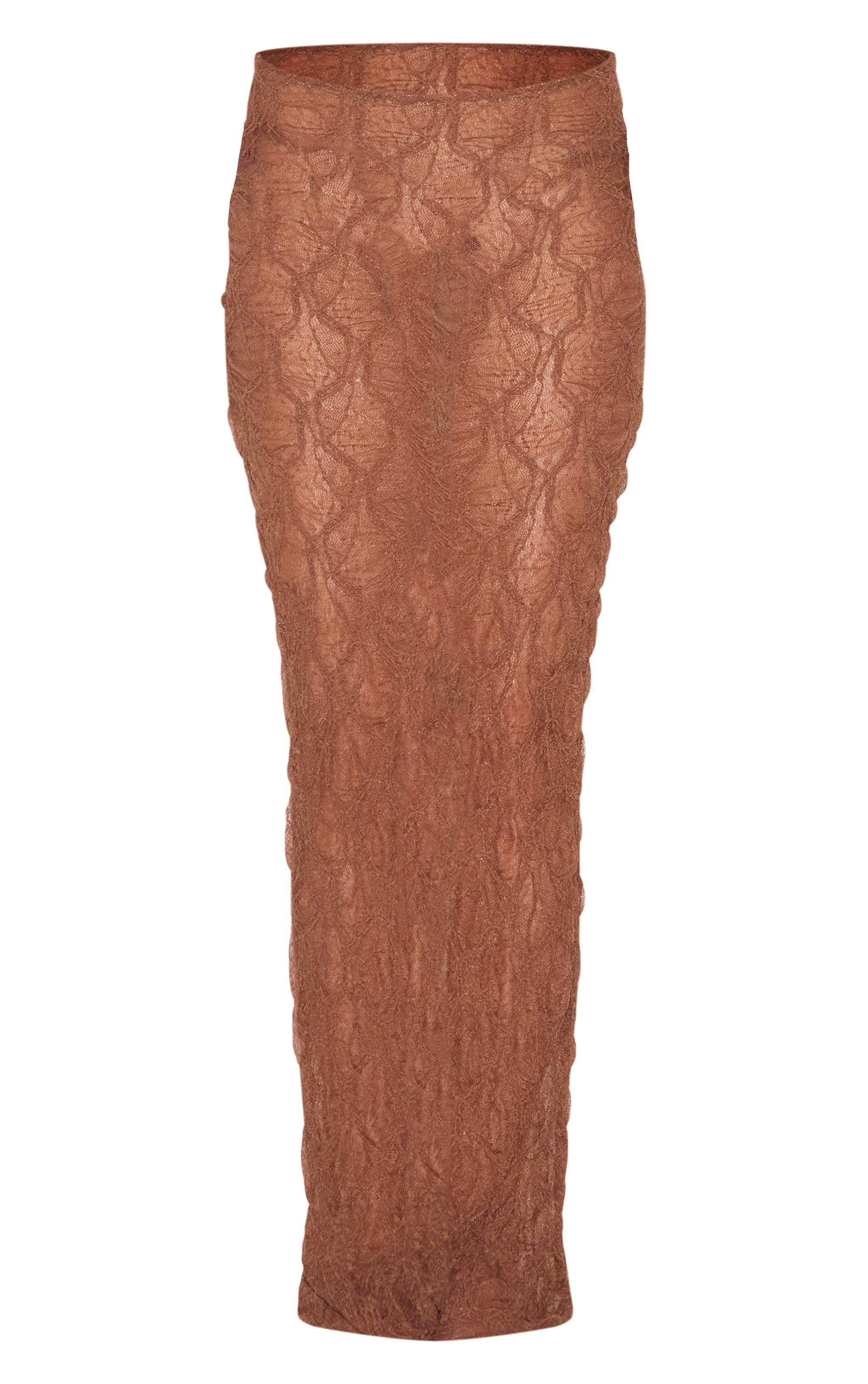 Chocolate Textured Mesh Maxi Beach Skirt Product Image