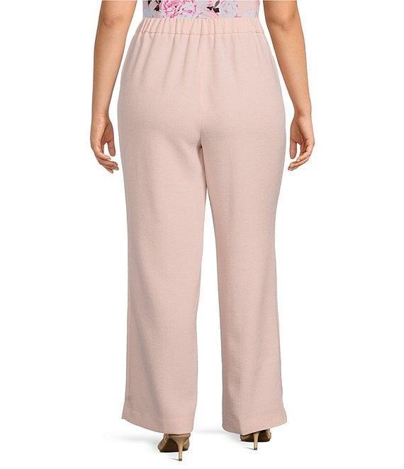 Kasper Plus Size Melange Crepe Pull On Straight Leg Trouser Product Image