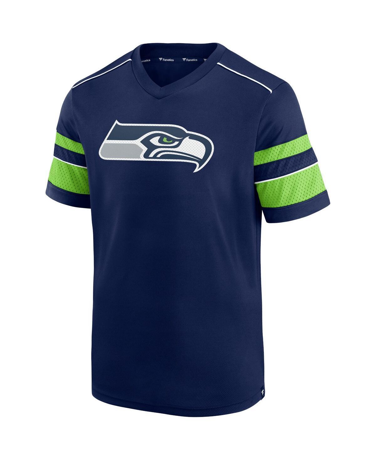 Mens Fanatics Branded DK Metcalf College Seattle Seahawks Hashmark Name & Number V-Neck T-Shirt Blue Product Image