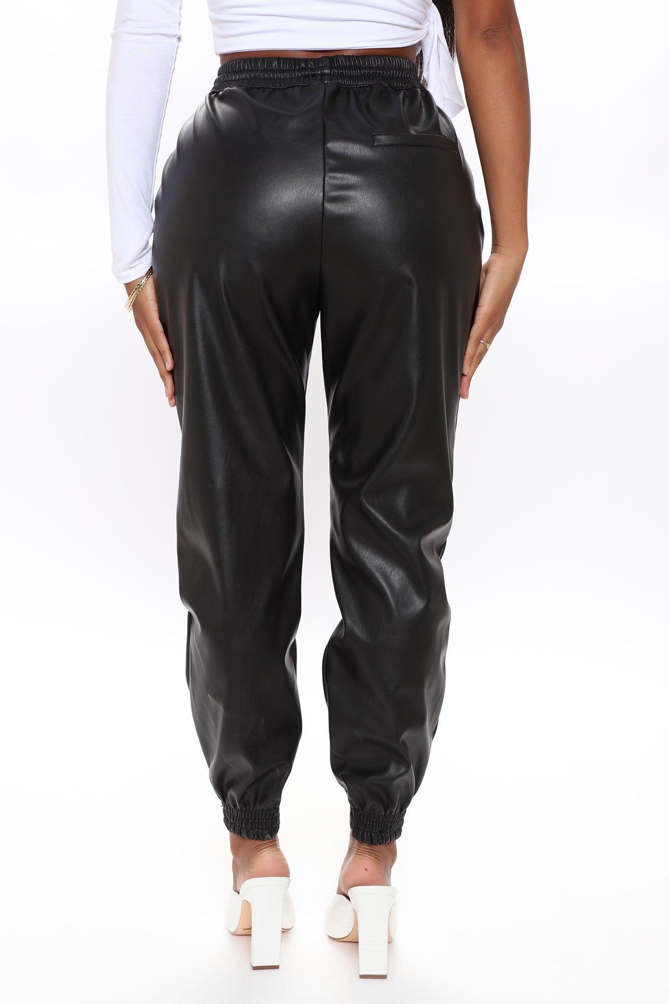Everybody Looking Faux Leather Joggers - Black Product Image