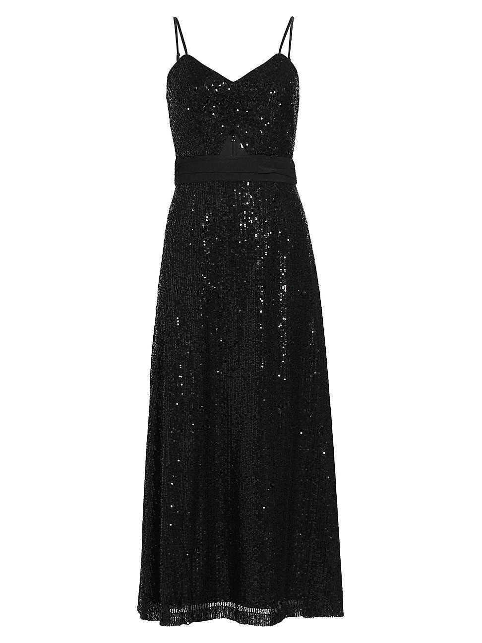 Womens Sequined Cut-Out Slip Midi Dress Product Image