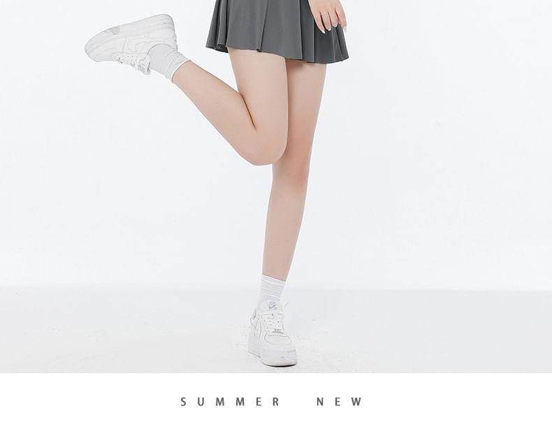 Set: Short-Sleeve Two Tone Knot Crop Swim Top + Skirt + Bikini Bottom Product Image