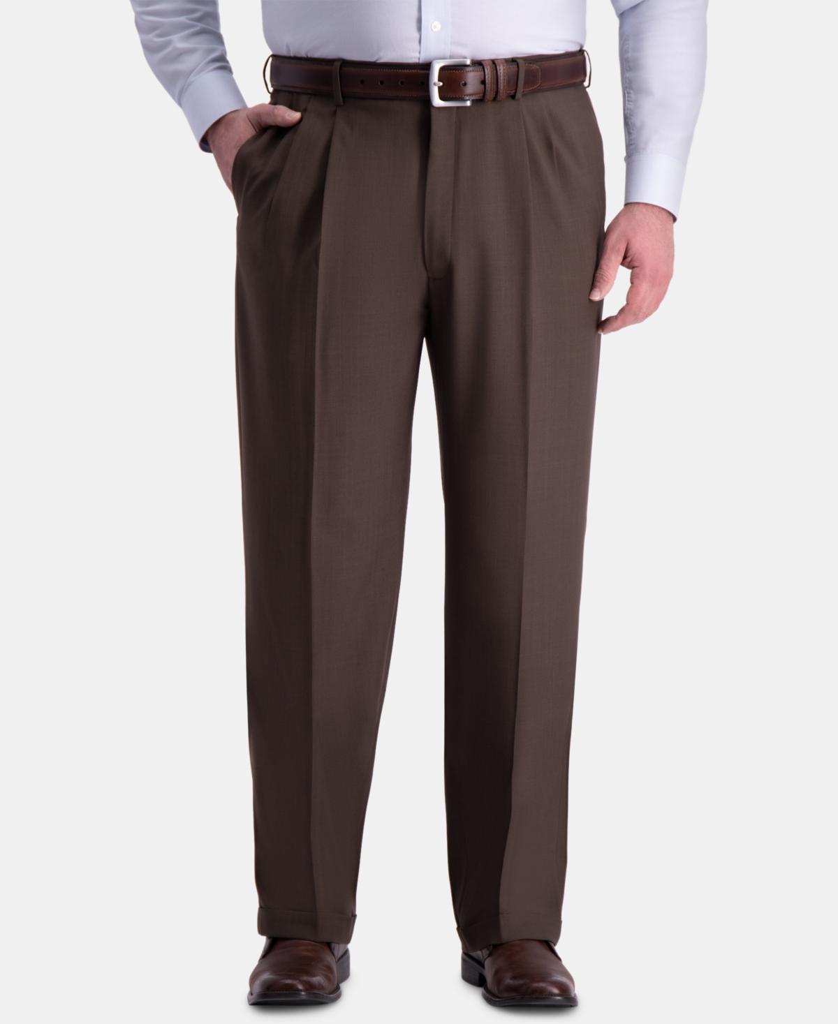 Big & Tall Haggar Premium Comfort Classic-Fit Pleated Hidden Expandable Waistband Dress Pants, Mens Product Image