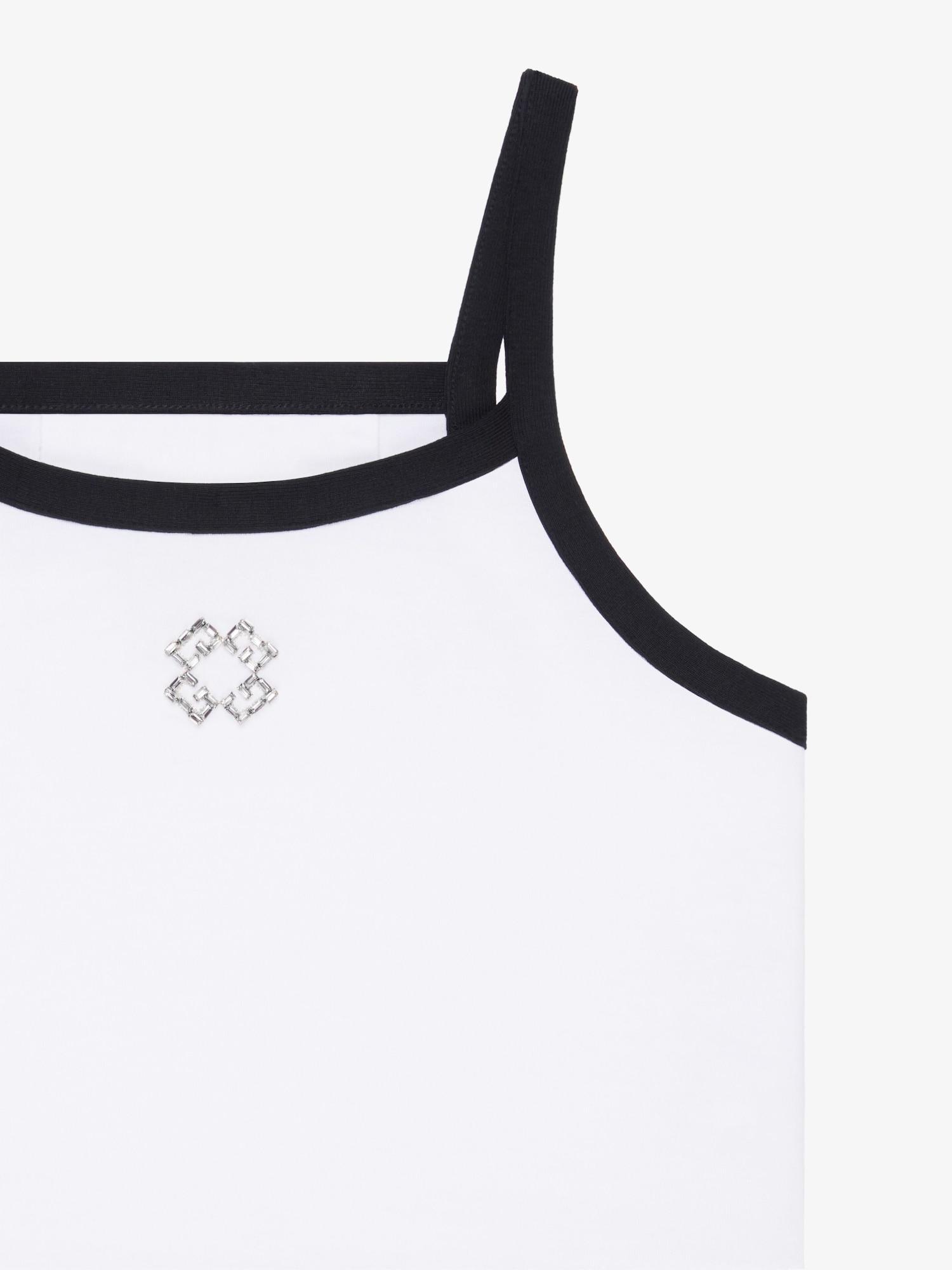 Cropped tank top in cotton and crystals with 4G detail Product Image