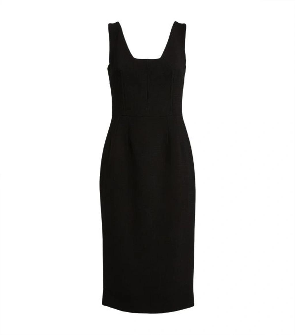 Sleeveless Wool Crepe V-neck Dress In Black Product Image