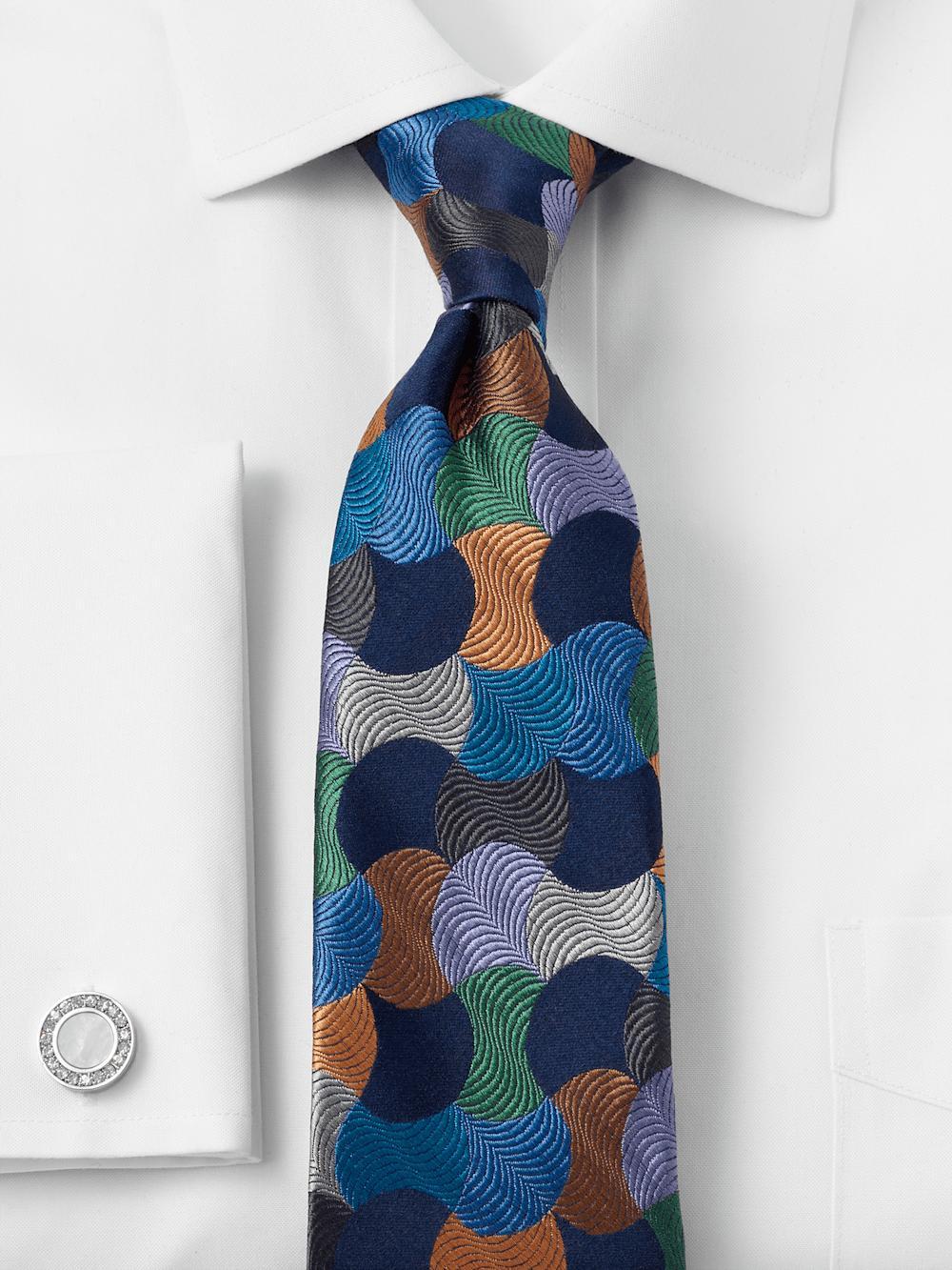 Geometric Woven Silk Tie - Multi Product Image