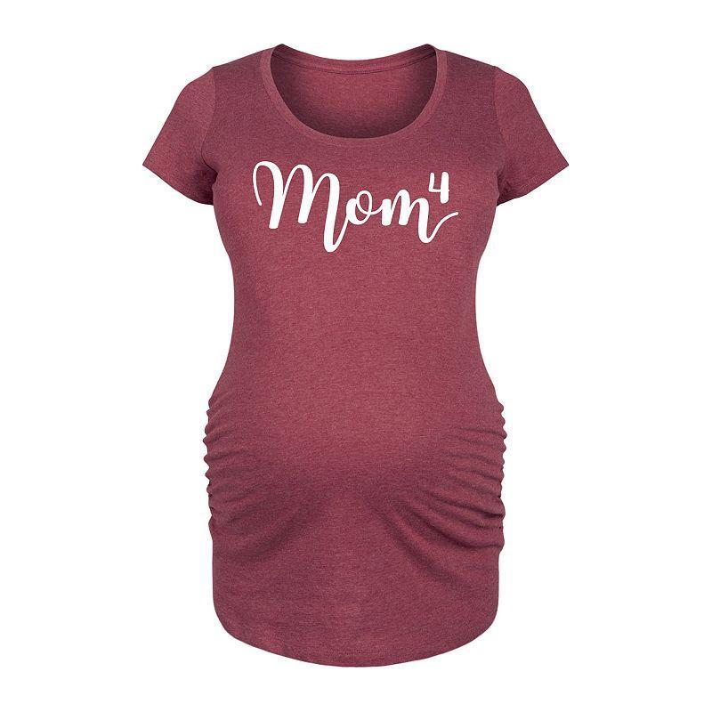 Maternity Mom To The Fourth Power Graphic Tee, Womens Grey Dark Red Product Image